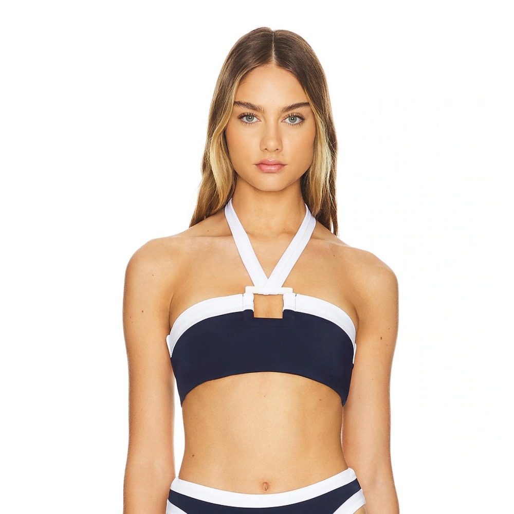Onia Poppy Bikini Top Womens XL Deep Navy White Tricot WST55-01 New